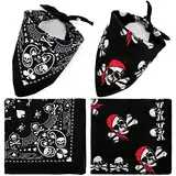 SATINIOR 2 Stück Halloween Schädel Paisley Bandanas Stirnband Kopftücher Totenkopf Schwarz Piraten Bandana Mit Doppelseitigem Weiß Bandanas für Herren Damen Kostüm Zubehör