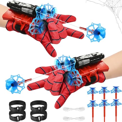 JIASHA 2 Set Launcher Handschuh, Spider Launcher Handschuh Super Spider Launcher Spider Hero Handschuhe Held Launcher Cosplay Spiderman Handschuhe Requisiten Geschenk für Kinder Fans (C)