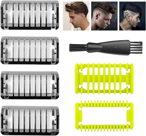 Trimmaufsätzen Kompatibel mit OBlade QP2520 QP2630 und O Blade Pro 360 QP6510, Aufsätze für Oblade Hybrid Elektrotrimmer QP2724 QP2834, 1/2/3/5 mm Scherensatz, Körperkamm mit Hautschutz (7 Stück)