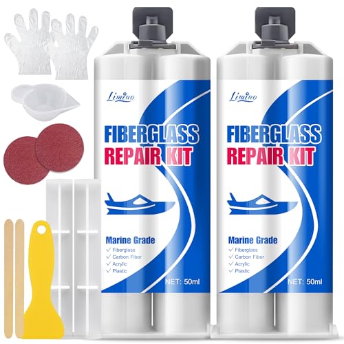 Limino Marine Glasfaserreparatur - 100ml Fiberglas Harz für Glas Kratzer Reparatur, UV-Beständigkeit, Wasserdicht, Fiberglas Füller- Gel Coat Reparatur Kit für Boote, Jet Ski, Surf Boot, Kajaks