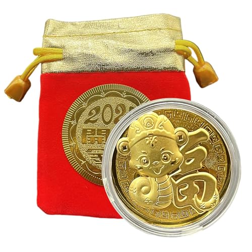 Snake Coin - Collectible Coin | Commemorative Coin | Metal Art Collectibles, Art Collectibles, Metal Souvenir Coin For 2025 Snake Year, Chinese Snake Lucky Coin For Friends With Storage Pouch