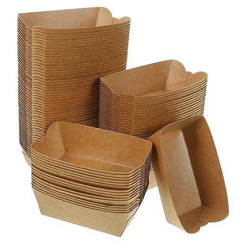 Cabilock 100Stücke Kraftpapier Lebensmittelboxen für Frittierte Snacks Ölbeständige Takeaway Verpackungen für Restaurants Straßenstände