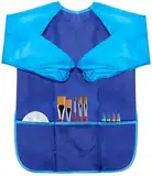 Voarge Malschürze, Nylon, wasserdicht, Malschürze mit Ärmeln für Kinder von 7 bis 12 Jahren, Nylon, blau, L (Blau)…