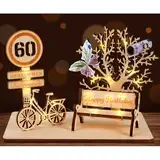 I LOVE MOM Geldgeschenk Geburtstag Holz, Fahrrad Geschenk, DIY Dreidimensionale Bäume Sitzbank Deko Zahlen für Geschenke, Hochzeiten, Partys, Geburtstage, Jubiläum (GYY-60)