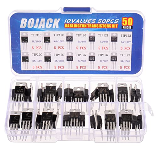 BOJACK 10 Werte 50 Stück Silizium-Epitaxie-Leistungstransistor TIP31C TIP32C TIP41C TIP42C TIP120 TIP121 TIP122 TIP125 TIP126 TIP127 Darlington-Transistoren der TIP-Serie Sortiments kit