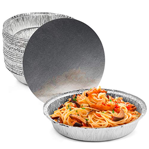 MATANA - Runde Backbleche aus Aluminiumfolie, Alu Backformen Einweg, Aluschalen Rund, Aluformen für Linzertorte - (23cm/1060ml) (120)