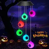 Halloween Deko Outdoor, Winzwon Halloween Augapfel Lichter, Solar Windspiel für Draußen, Solarleuchten für den Innen Spukhäuser und Partyzubehör