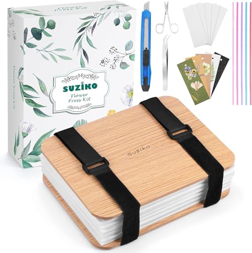 Suziko professionelles Blumenpressen-Set - Blumenkonservierungs-Set 6 Schichten 16 x 21 cm Blumenpressen-Set für Erwachsene und Kinder - Tolles Geschenk für Kunst- und Handwerksliebhaber