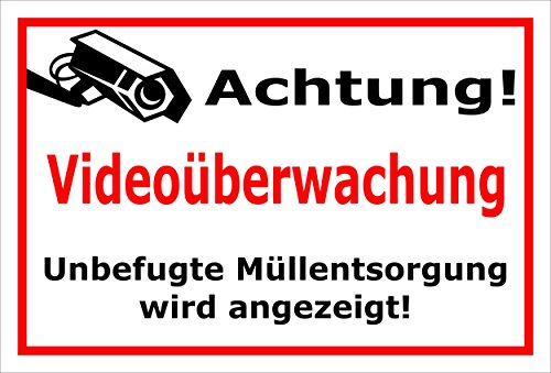 Melis-Folienwerkstatt Schild - Video-überwachung - 30x20cm | Bohrlöcher | 3mm Aluverbund – S00348-004-B 20 VAR