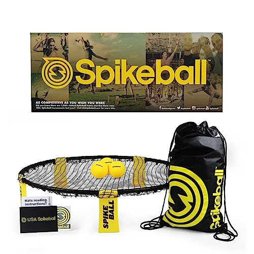 Spikeball-Set mit 3 Bällen - Zum Spielen im Freien, im Haus, im Garten, am Strand, bei Ausflügen, im Park - Turn-/Transportbeutel und Regelheft - Spiel für Kinder, Teenager, Erwachsene