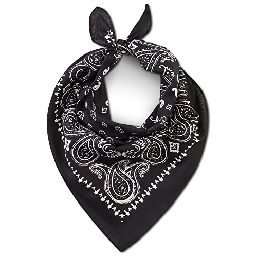 LOVARZI Bandana Tuch für Damen & Herren Schwarz - Bandana Motorrad - Baumwolle Kopftuch