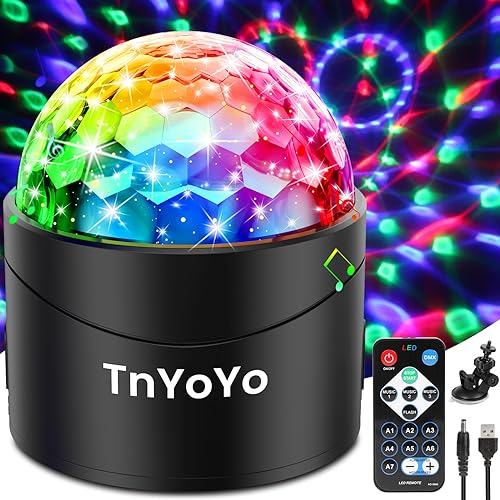 Discokugel, TnYoYo Discokugel Kinder LED Party Lichter Musikgesteuert Disco Lichteffekte 360° Rotierende Discokugel, Lampe mit Fernbedienung für Kinder, Geburtstag, Weihnachten