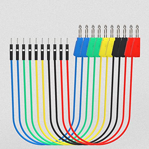Telituny Flexible Silikon Messleitungen, 10 Stück Stapelbarer Bananenstecker zu Steckbrett Männliche Überbrückungsdrähte Weiche Silikonmessleitungen für Multimeter Automotive Diagnosetests