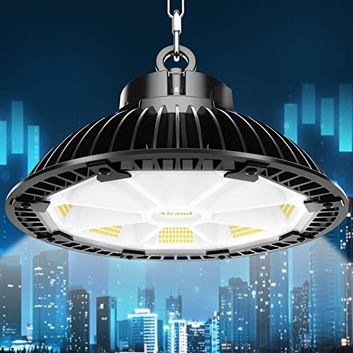 Airand Hallenbeleuchtung Led 200W Hallenstrahler Werkstattlampe 28000LM UFO Lampe 5500K Kaltweiss Industrielampe Werkstattleuchte Wasserfest IP65 Strahler High Bay Light Werkstatt Lager Hallenleuchte