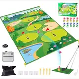 Golf-Chipping-Spiel mit Golf-Schlagmatte,Golf-Trainingsmatte, Schläger,Anzeigetafel,Zielen mit Übungs-Chipping-Matten-Kits,Golf-Zubehör für drinnen und draußen für den Garten der Erwachsenenfamilie