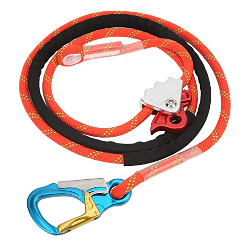 Cocoarm Stahlkern Baumkletterseil, Kletter-Sicherheits-Lanyard Verstellbares Absturzsicherungsseil Lanyard Klettern Bergseile mit Triple Lock-Karabiner 12mm