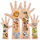 LEADTEAM Tattoo Kinder, 110 Stück Zoo Tiere Aufkleber, Jungen Mädchen Sticker, Kindergeburtstag Geschenke, Tier Spielzeug, Party Deko Mitgebsel