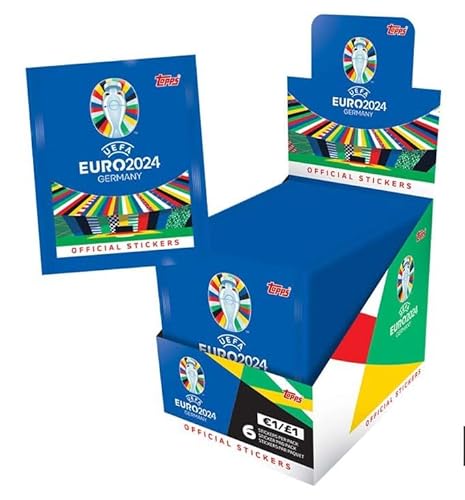 Topps Official EURO 2024 Sticker Collection - Full Box (100 Päckchen). 6 Sticker pro Päckchen (600 Sticker)