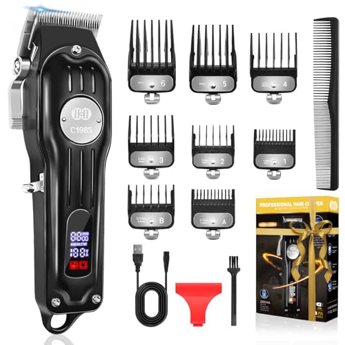 CIICII Haarschneidemaschine Profi, Haarschneider Herren Haartrimmer Bartschneider Set (13Pcs USB Schnurlos LCD Anzeige Wiederaufladbar Akku Haarscherer Pflegeset) für DIY Hause Friseur (Schwarz)