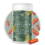 Mizellen Curcuma Kapseln Hochdosiert mit 185x höher verfügbarem NovaSOL Curcumin angereichert mit Vitamin D und C ohne Piperin 1 x 60 Premium Flüssig Kurkuma Kapseln Hochdosiert