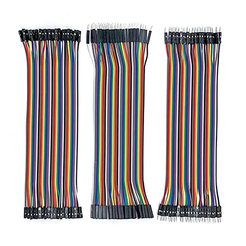 120 Pin Dupont Jumper Wires, 20cm Wire Length (40Pin Male to Female, 40Pin Male to Male, 40 Pin Female to Female), with Arduino and Raspberry Pi Projects (Set of 3)