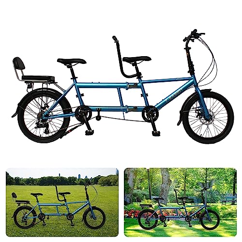 Tandem Fahrrad zum Radfahren, klassisches Tandem Beach Cruiser Fahrrad für Erwachsene,City Tandem Faltrad, Dreisitzer, 7 Gang einstellbar, maximale Belastung 200 kg,Größe 210x35x110cm/110x35x62cm