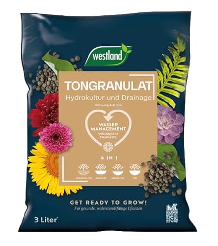 Westland Tongranulat, 3 l – Pflanzgranulat ideal für Hydrokultur, Drainage Substrat ohne chemische Zusätze, für Innen- und Außenbereich, Braun