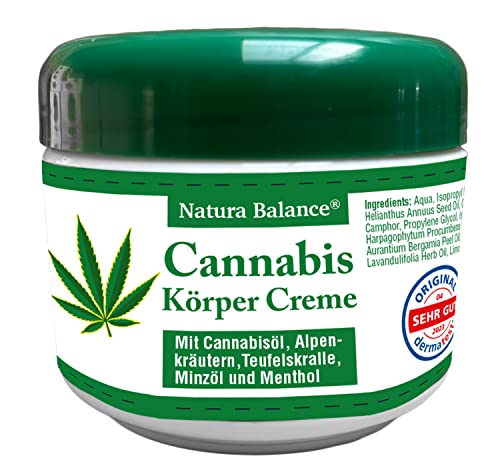 3 Dosen a 125ml Cannabis Creme mit Cannabisöl Teufelskralle Alpenkräuter Körper Rücken Balsam Hanföl Hanfcreme Hanfsalbe Minzöl Menthol Made in Germany Dermatest sehr gut