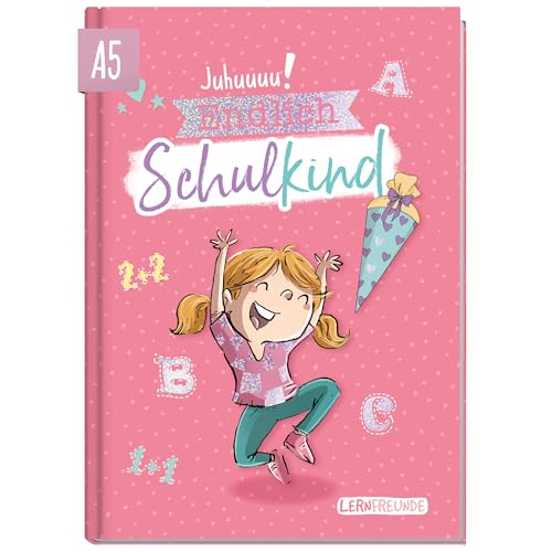 Endlich Schulkind! A5 Erinnerungsbuch zur Einschulung für Mädchen by Häfft [Rosa] Hardcover Einschulungsalbum Schulanfang, erster Schultag | Geschenk für die Schultüte | klimafreundlich & nachhaltig