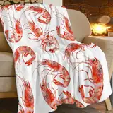 Lustige Garnelen-Decke für Damen, niedliche Garnelen-Überwurf, Decke, Garnelen-Dekor, gemütlich, warm, weiches Plüsch-Flanell-Fleece, leichte Bettwäsche, Garnelen, Geschenke für Kinder, Mädchen,