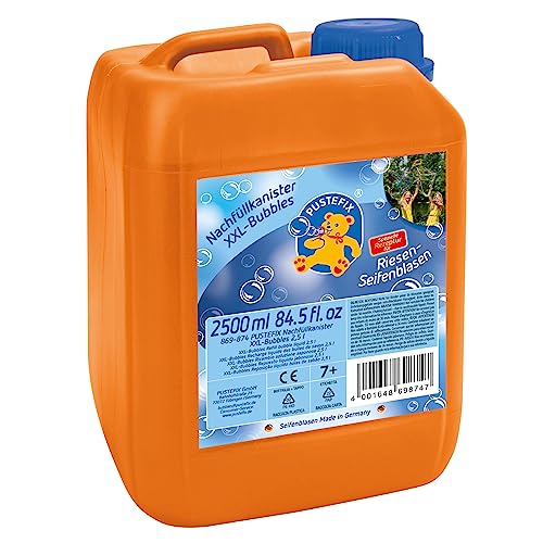 PUSTEFIX XXL-Bubbles Nachfüllkanister I 2,5 l Seifenblasenwasser I Bubbles Made in Germany I Riesen-Seifenblasen für Hochzeit, Kindergeburtstag, Sommerfest, Polterabend I Spaß für Kinder & Erwachsene