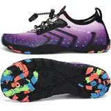 SAGUARO Badeschuhe Kinder Wasserschuhe Schwimmschuhe Jungen Mädchen Aquaschuhe Strandschuhe rutschfest Neoprenschuhe Surfschuhe Atmungsaktiv Wassersportschuhe Tauchschuhe St.1 Lila, Gr.33 EU