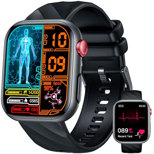 Smartwatch Herren ??? ??? ?????????? Herzfrequenz Blutdruck: 1,97" AMOLED Touch Schwarz Gesundheitsuhr mit Schlafmonitor Schrittzähler Telefonfunktion Sportuhr Fitnessuhr iOS Android