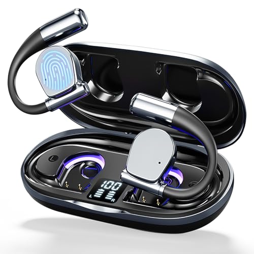 ÜBersetzer KopfhöRer, Übersetzungskopfhörer mit LED AI Kopfhörer Übersetzer 144 Sprache in Echtzeit Kabellos Translator Earbuds, Open Ear Kopfhörer für Travel Business Studenten Lernen (Dark Black)