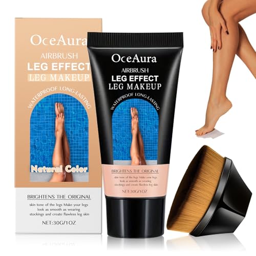 Wasserfest Bein-Make-up ohne Übertragung,Leg Makeup Concealer,Bein Make up Lotion mit Bräunungspinsel,wasserdicht Abdeckcreme,Tattoo Abdecken Make Up,Langlebig Abdecken,Ebenmäßiger Hautton