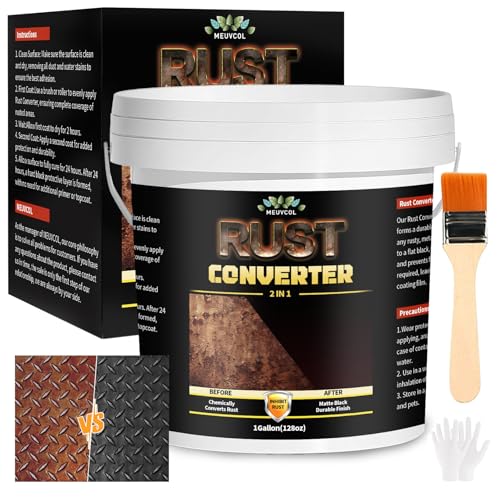 Meuvcol 3.78 KG Rostumwandler Mit Grundierung, Schwarz Rostschutzgrundierung Für Metall, Ultra Rostumwandler Auto & Versiegelung, Langlebige Rostentferner, Hitzebeständig Rostschutz Set