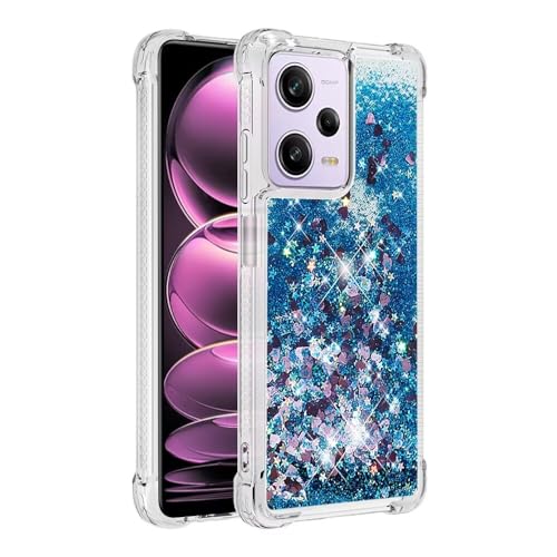 Nadoli Glitzer Treibsand Hülle für Xiaomi Redmi Note 12 4G,Silikon Stoßfest Handyhülle Transparent TPU Bumper Schutzhülle Flüssig Durchsichtig Quicksand Case