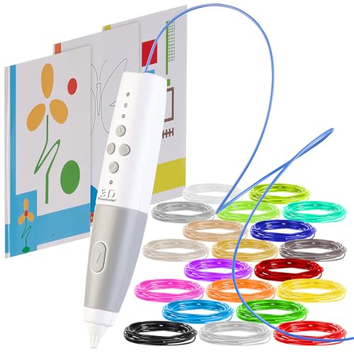 FreeSculpt 3D Druckstift: 3D-Drucker-Stift, Akku, 20 Bunte PCL-Filamente, Niedrigtemperatur (3D-Druckerstift, 3D-Stifte mit Zubehör, Reparatur)