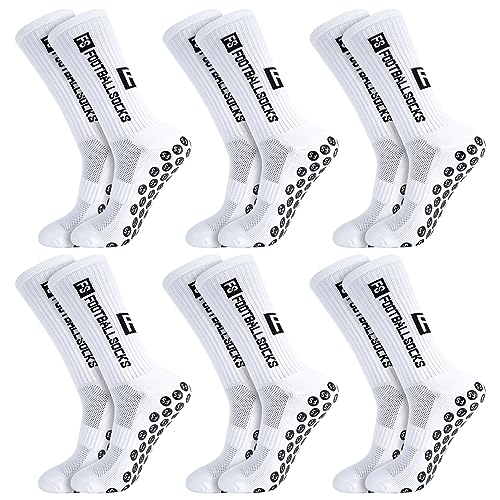 Apricitie 6 Paare Fußball Socken, Sportsocken 39-46 Anti Rutsch Grip Fussball Socken Rutschfeste Fußballsocken für Herren Damen Fussball Basketball Laufen Radfahren