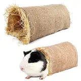 AUSYIWI Tunnel für Hamster, Heutunnel für Hamster, Ø 20 cm/32 cm – Unterschlupf für Kleintiere – Zubehör – Naturbraun Standard – 35 g/50 g