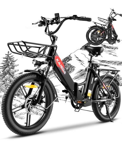 KAISDA E Bike Elektrofahrrad E-Bike mit 36V20.8Ah Abnehmbarer Akku,All-Terrain Ebike,mit 20 Zoll Fat Tire,7-Gang,LCD-Display Faltbares Elektrofahrrad für Lange Reichweite bis 90KM