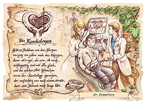 Die Staffelei Geschenk Karte A4 Kardiologie Herzspezialist Kardiologe Zeichnung Color, mit Personalisierung