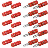 10x Bananenstecker Buchse Set | 4mm | Stecker und Buchse | mit Schraubverschluss | für Lautsprecherkabel AV-Receiver Verstärker | Bananas Banana Lautsprecher Boxen Audio HiFi Kabel | Rot | 10 Stück