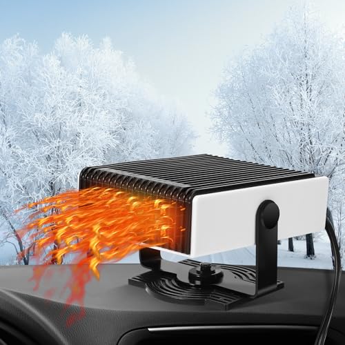 Auto Heizung, 12V 150W Tragbare Auto Lüfter Heizlüfter, 2 in 1 Heizung & Ventilator, Windschutzscheiben Entfroster Demister Zusatzheizung, Einstecken in Zigarettenanzünder Autoheizung, 360° Drehbar