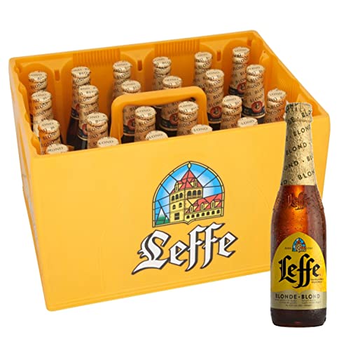 Leffe Blonde Flaschenbier, MEHRWEG im Kasten, Blondes Abteibier Bier aus Belgien (24 x 0.33 l)