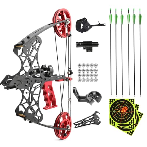 limaity Bogenschießen Mini Compoundbögen Set 35-38lbs Dual Purpose Compound-Bogen Compoundbögen mit Stahlkugel Kit Rechts-und Linkshänder Bogen für Outdoor-Schießen Ziel Praxis