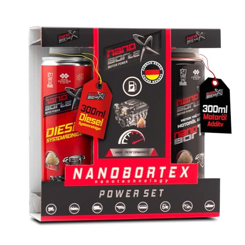 NanoBorTeX Motor Power Set – Motorölzusatz & Dieselsystemreiniger mit BOR Nano-Technologie für maximalen Motorschutz, reduzierte Reibung und Spritersparnis – 300ml Additiv für alle Motorentypen