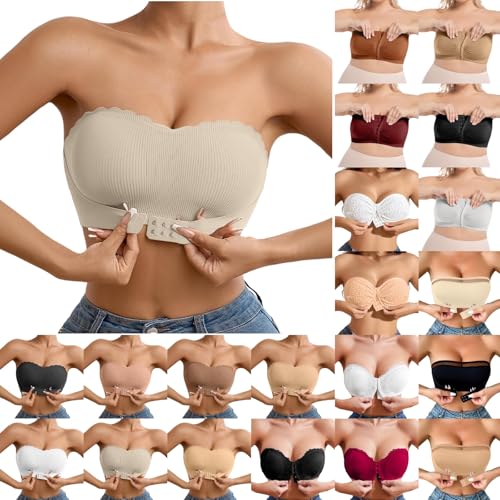 Trägerloser BH Push up Damen Trägerloser BH Push up Mit Vorderer Schnalle Bustier Seamless Soft Super Bequemer Bandeau BH Starker Halt rutschfest Trägerloses Top Ohne Träger Tube Top