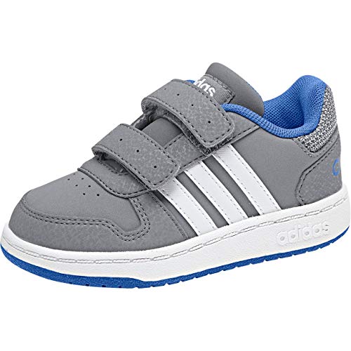 adidas Unisex-Kinder Hoops 2.0 CMF Basketballschuhe, Mehrfarbig (Grey/Ftwwht/Blue B75964)