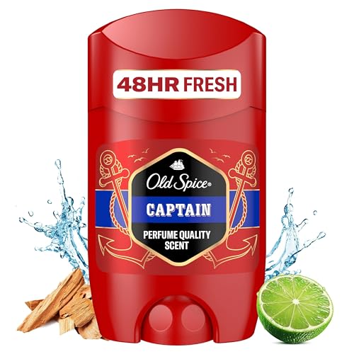 Old Spice Captain Deo Stick für Männer (50 ml), Herren, 48 h Frische, 0 % Aluminiumsalze, keine weißen Rückstände und gelben Flecken